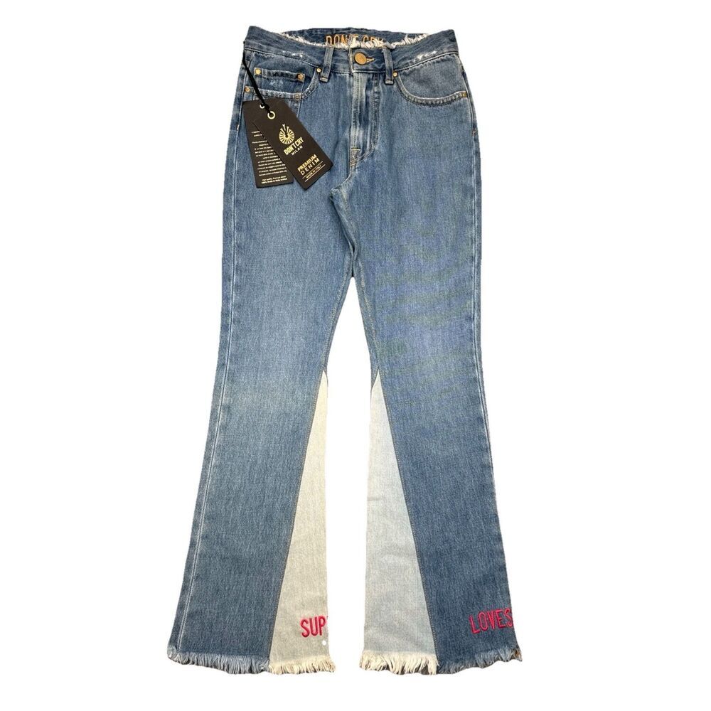 Don’t Cry Milan Italy Cropped Semi Bootcut Jeans 24 (24x27) Fray Distress Womens